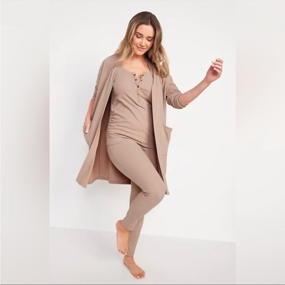 3-piece Ribbed Stretch Lounge Set Maternity Postpartum